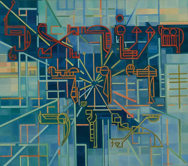 Maurice Golubov, Sign Language, ca.  1976, Oil on canvas, 38.125 x 43.25 inches