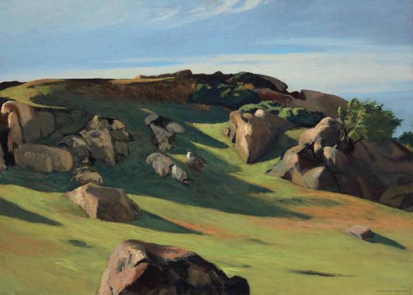 EDWARD HOPPER, CAPE ANN GRANITE, 1928.  Oil on canvas, 73.5 x 102.3 cm.  Private Collection.  © Heirs of Josephine Hopper / 2019, ProLitteris, Zurich