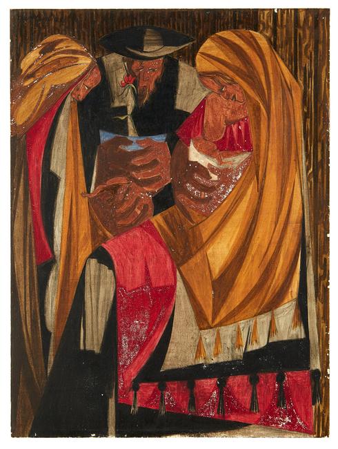 Jacob Lawrence panel, “Immigrants admitted from all countries: 1820-1840—115,773,” was discovered in a Manhattan home where it hung for two decades.  The Jacob and Gwendolyn Knight Lawrence Foundation, Seattle/Artists Rights Society (ARS), New York; via Peabody Essex Museum