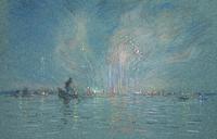 Henry Cooke White (1861 - 1952) Festival of the Redentore, Venice, estate stamped verso, pastel on paper, 6 1/4" x 9 1/2"