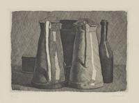 Giorgio Morandi, Still Life with Five Objects.  1956.  Etching on cream wove paper, 15 in.  x 18 1/2 in.  (38.1 cm x 46.99 cm).  BCMA Accession#: 2009.16.562 