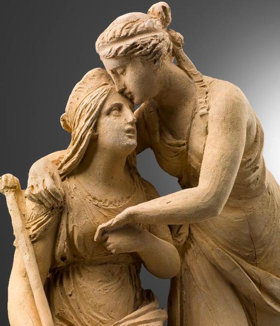 detail: Rinaldo Rinaldi (1793-1873), Peace and Justice Embracing, ht: 56 cm, 1845, terracotta, Walter Padovani 