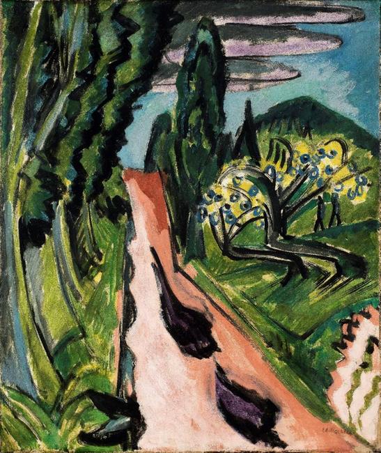 Ernst Ludwig Kirchner, Taunus Road (Autostrasse im Taunus), 1916.  Collection of Virginia Museum of Fine Arts 