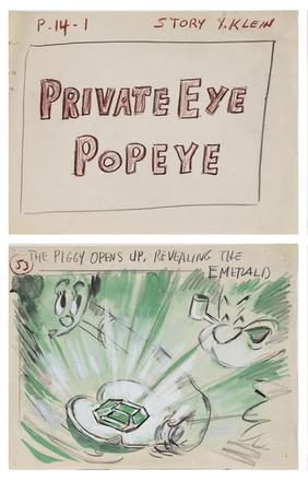 Selected storyboard drawings from "Private Eye Popeye" - 1954