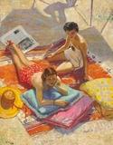 Sir John Lavery.  Sunbathers, 1936, Oil on canvas Signed lower left, 55.5 x 43.5 in (141 x 110cm.  Lot 27.  Bloomsbury - New York