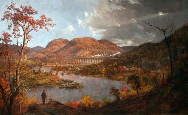 Jasper F.  Cropsey (1823-1900), Starrucca Viaduct, 1896, Oil on canvas, 46 1/4 x 68 1/2 inches, Bequest of Richard M.  Scaife, RMS.274