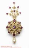 Sue Ollemans Oriental Art.  A spinel and diamond sarpesh, Calcutta, India, c.  1920.