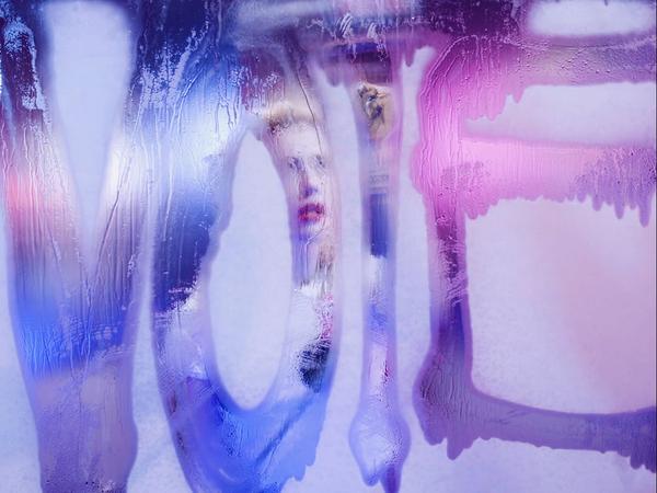 Still from MY VOTE,  created by artist Marilyn Minter and starring actress Amber Heard.