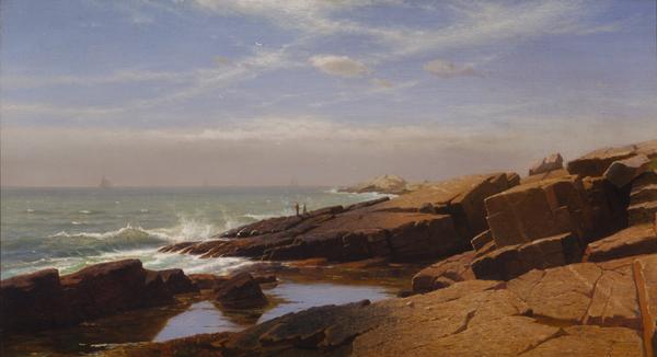 William Stanley Haseltine, Rocks at Nahant, 1864, oil on canvas, 22 3/8 x 40 1/2in.  (56.8 x 102.9cm), Terra Foundation for American Art, Daniel J.  Terra Collection, 1999.65