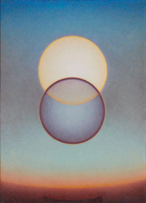 Agnes Pelton, Departure, 1952.  Oil on canvas, 24 × 18 in.  (61 × 45.7 cm).  Collection of Mike Stoller and Corky Hale Stoller.  Photograph by Paul Salveson