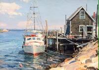 Menemsha Creek, Martha's Vineyard by John Stobart, Oil, 19x23 inches, Signed lower Right