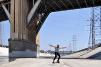 Los Angeles River, Arts District Resident “Chad” Skating in the River Channel under the 6th Street Bridge ©2014 Barron Bixler 