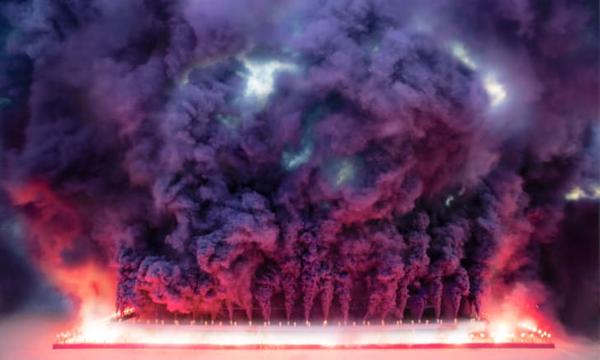 Judy Chicago, Purple Poem for Miami, 2019.  Fireworks performance Commissioned by the Institute of Contemporary Art Miami, Courtesy of the artist; Salon 94, New York; and Jessica Silverman Gallery, San Francisco