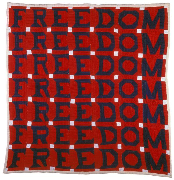 Freedom Quilt; Jessie B.  Telfair (1913–1986); Parrott, Georgia;1983; Cotton, with pencil; 74 x 68 in.; Collection American Folk Art Museum, New York; Gift of Judith Alexander in loving memory of her sister, Rebecca Alexander, 2004.9.1; Photo by Gavin Ashworth