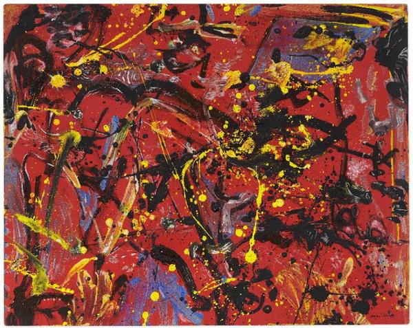 Jackson Pollock's Red Composition is offered for sale for between $12 million and $18 million.