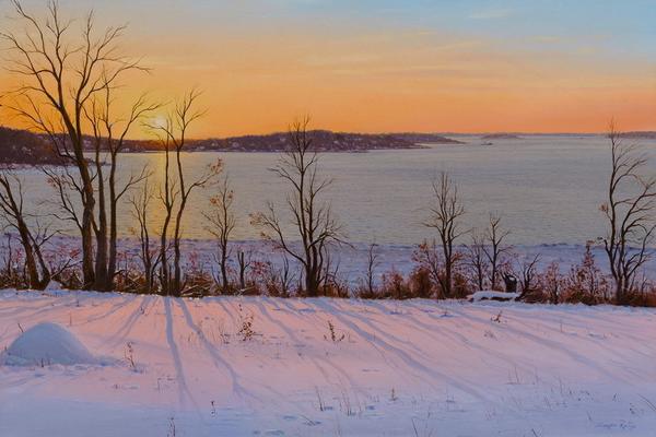 Sergio Roffo (1953-), "A Winter's Glow", oil on canvas, 24" x 36"