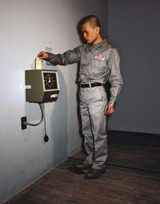 Tehching Hsieh (b.  1950, Nan-Chou, Taiwan); One Year Performance 1980–1981, Punching the Time Clock; 1980–1981; photograph; © Tehching Hsieh 1979; image courtesy the artist and Sean Kelly Gallery, New York