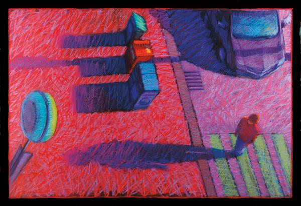 Gigi Horr Liverant, Crosswalk, pastel on paper, 30 x 44