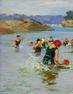 Edward H.  Potthast (1857 – 1927) The Swimming Lesson, circa 1915 .  Oil on panel, 12 x 16 inches.  Courtesy of Gerold Wunderlich & Co