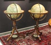 John Orban Antiques and Fine Art sold a very rare and important pair of George III terrestrial and celestial globes by John and William Cary of London circa 1839 and 1818, each measuring 15" in diameter, with an asking price of $85,000.  
