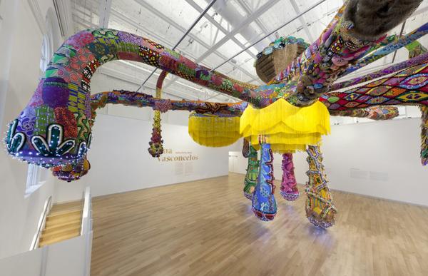 Joana Vasconcelos, Valkyrie Mumbet, installation view at MassArt Art Museum (MAAM).  Photo by Will Howcroft, courtesy of MassArt Art Museum.