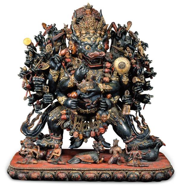 Vajrabhairava, 1400–1500 or later.  China.  Wood with paint.  Virginia Museum of Fine Arts, E.  Rhodes and Leona B.  Carpenter Foundation and Arthur and Margaret Glasgow Fund, 93.13a–oo.  