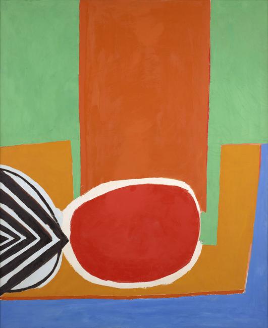 Edward Zutrau (1922-1993), Orange and Red Grapes, 1956, oil on canvas, 61 1/2 x 50 3/8 inches.