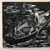 Marie Bleck (American, 1911 – 1949), “Muskie Fishermen,” 1937.  Linoleum block print on rice paper.  Georgia Museum of Art, University of Georgia; Transferred from the University of Georgia Libraries