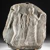 Marble relief of Minerva and Arachne, Roman Imperial Period, circa 1st to 2nd century CE, 18.1in high.  Accompanied by digital Art Loss Register Certificate.  Estimate $40,000-$60,000