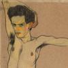 Egon Schiele, Self-Portrait, 1910 (detail).  Watercolor and charcoal on Packpapier 