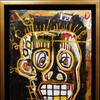 Untitled skeleton head painting attributed to Jean-Michel Basquiat (Am., 1960-1988), unframed and artist signed, 12 inches by 22 inches ($37,500).