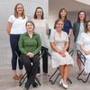 2019–2020 National Gallery of Art Interns.  Front row, left to right: Katie Brooks Toepp, Weezie Haley, and Ashley Hannebrink; Back row, left to right: Claralyn Burt, Michaela Milgrom, Isabella Beroutsos, and Tamsin McDonagh