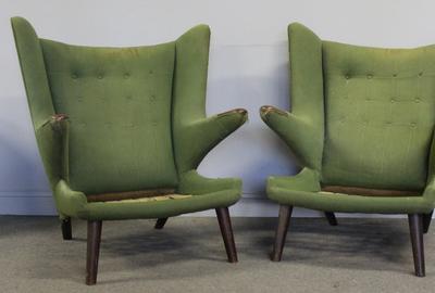 Pair of vintage Papa Bear Chairs by Hans Wegner.  