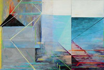 Richard Stout, A Day at Rollover Bay, 2015, acrylic on canvas, 30x60 inches