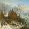 Winter joys by Theobald Michau (Tournai 1676-1765 Antwerp) Oil on copper, 47.5 x 64 cm.  Signed.  Brilliant example of his art as landscape painter in the tradition of Breughel.  