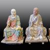 Set of Three Chinese Polychrome Stucco Lohans, Song/Yuan Dynasty Height of each: 24 inches(61cm) 