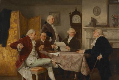 Alonzo Chappel Drafting the Declaration of Independence.  n.d.  Oil on canvas.  20 x 24 in.  August Heckscher Collection 1959.184