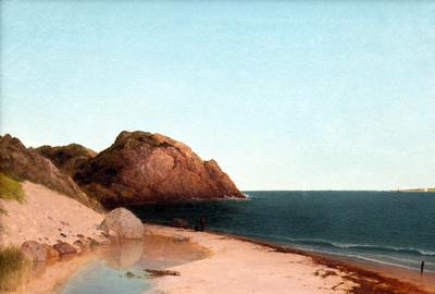 Sublime painting by American landscape artist John Frederick Kensett (1816-1872), titled Singing Beach & Eagle Rock, Magnolia, Massachusetts ($1.08 million).