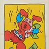 Untitled acrylic on paper from 1987 by Keith Haring (N.Y./Pa., 1958-1990), signed, 12 ½ inches by 8 ½ inches (est.  $6,000-$9,000).