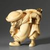 From Sydney L.  Moss Ltd, an ivory Shōki and oni Unsigned, circa 1790.  Height: 1⅝ inches, 4.2 cm.