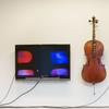 Nam June Paik, Cello Memory, 2002.  Sculpture.  1 Channel Video Installation with 2 40" LCD Monitors.