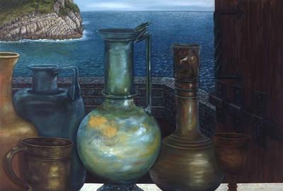 Janina Leigue, Antique Glass, Oil on Canvas, 36'' x 48''