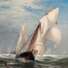 Lot 61, EDWARD MORAN, American (1829-1901), "The Winning Yacht, “oil on canvas, circa 1877, signed, 40 x 32 inches, estimate $40,000-60,000 Sold for US$112,500 