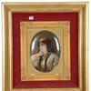 This marked KPM German oval porcelain plaque showing a portrait of a young Arab woman, in a gilt wooden frame, will be sold on Feb.  21.