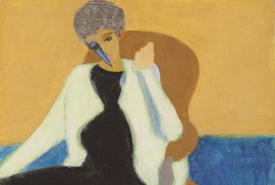 Sally Michel, American (1902-2003).  Seated Woman, 1973.  Oil on board, 20 x 16 inches.  From the Milton and Sally Avery Arts Foundation.