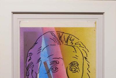 Mixed media on paper done in the manner of Andy Warhol (Am., 1928-1987), titled Albert Einstein (est.  $8,000-$12,000).