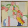 Original painting by Roger Mühl (France, 1929-2008), depicting pale pink and red tulips in a celadon colored vase over polychromatic patches of color, framed ($9,375).