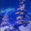 Maxfield Parrish (1870-1966), Moonlight – Deep Snow, 1944, oil on panel, 13 1/2” x 15 1/2”, signed lower right, (c) Copyright 2015 National Museum of American Illustration, Newport, RI, Photos courtesy Archives of American Illustrators Gallery, New York, NY