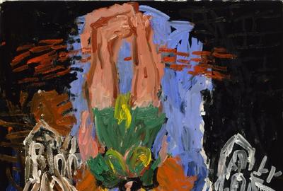 Georg Baselitz "Rechts und links eine Kirche-Jörg", 1987, oil on canvas, 200 x 200 cm