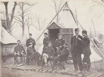 Studio of Mathew Brady.  Mathew Brady, Sixth Corps Staff Officers, "Winter of 1864," 1864.  Salted paper print from a glass plate negative.  Courtesy of the Wilson Centre for Photography.  